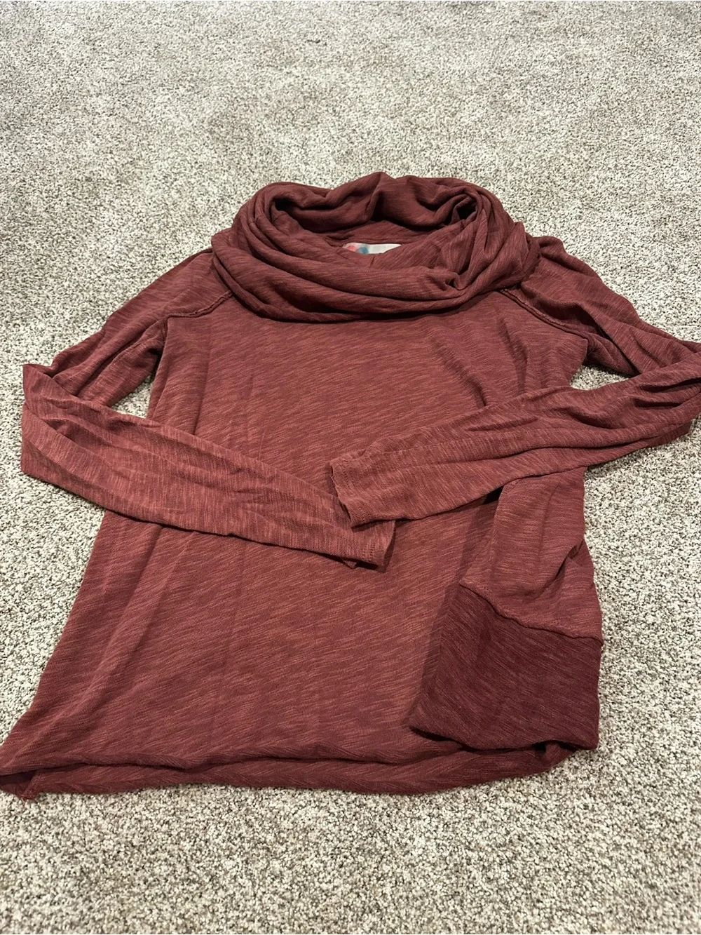Free People Rust Slub Cowl Neck Sweater